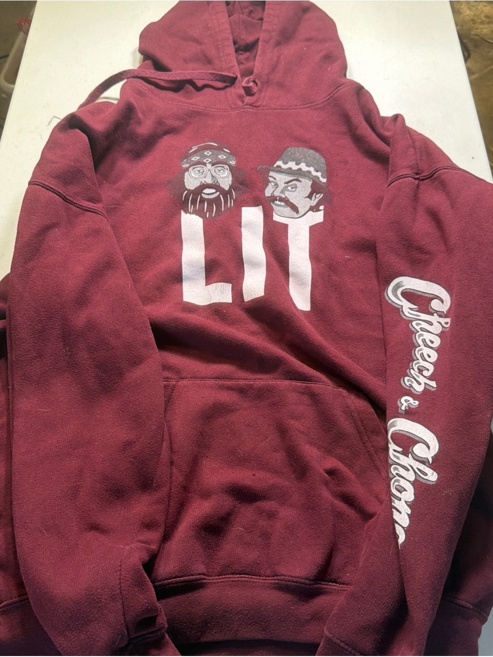 Maroon 'Lit' Graphic Pullover Hoodie - Unbranded